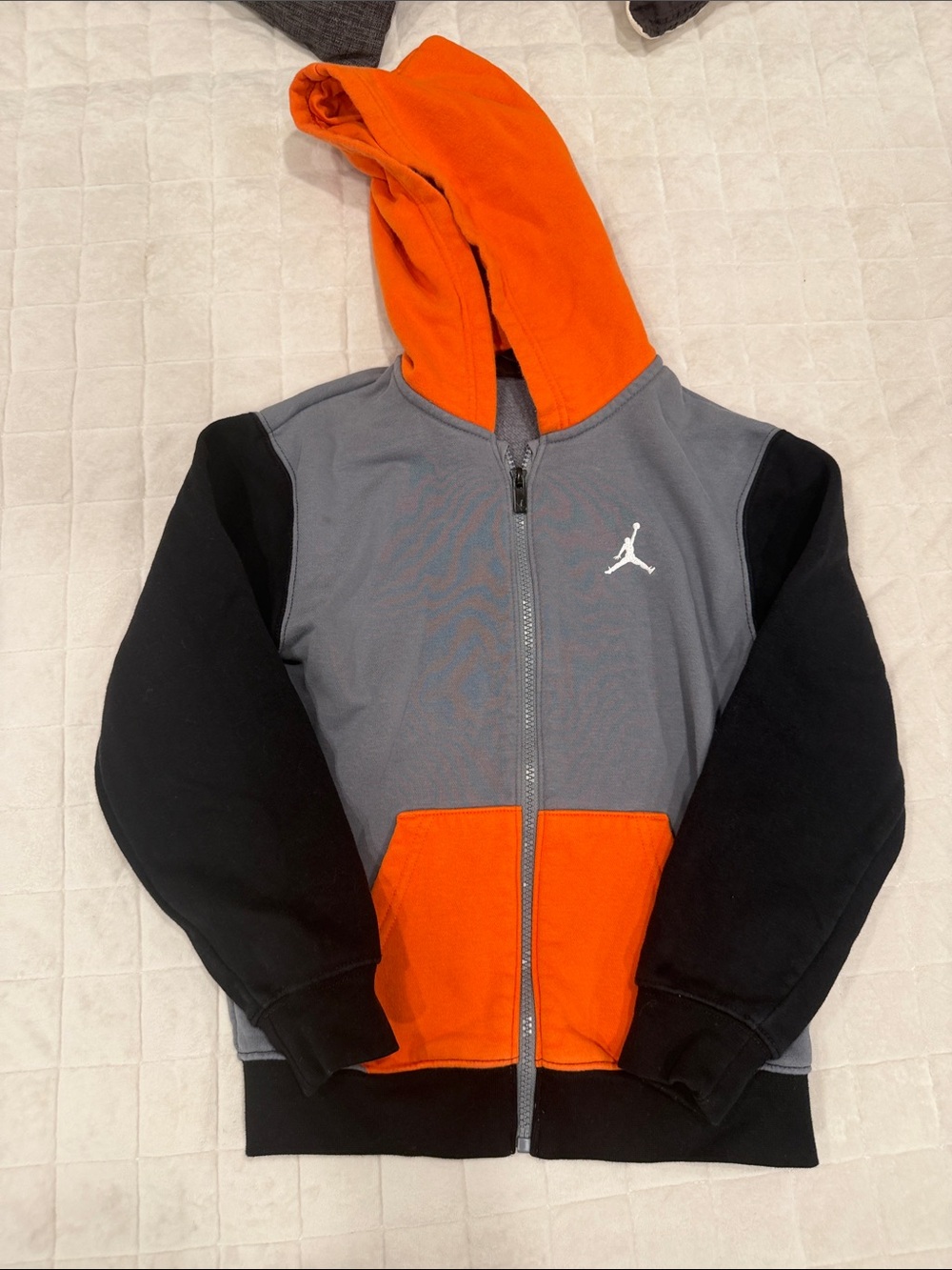Jordan Kids Gray, Black & Orange Hooded Zip Jacket